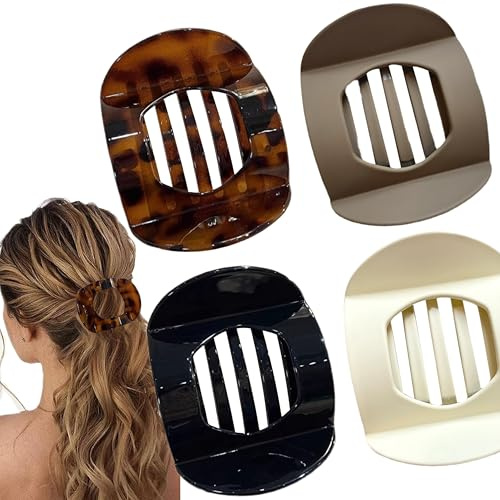 THXFUNAREA 4 Stück flache Haarklammern für Damen, starker Halt Frauen-Haarspangen Damen, matte große haarklammer für dünnes und dickes Haar, gebogenes Design für Liegen