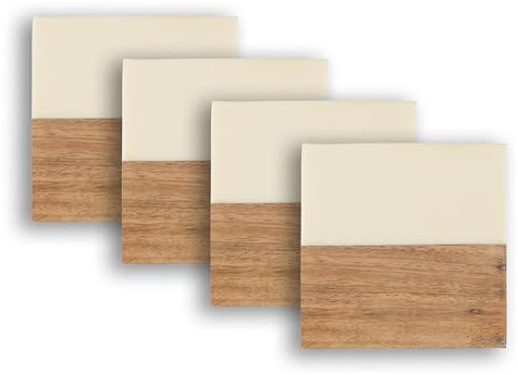Coasters Set of 4 – 4 x 4 Heat-Resistant Drink Coasters for Dining Table Set – Modern, Farmhouse & Boho Decor – Protects Surfaces from Spills & Heat – Kitchen & Dining Room Table Accessories