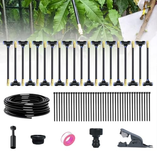Bewässerungssystem Garten, 360° Curved Garden Automatic Irrigation System, Hochbeet Bewässerung Tropfbewässerung für Landschaft, Flower Bed und Terrasse Pflanzen(20m)