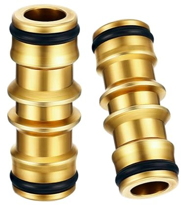 2 PCS Brass Hose Connector, Double-Ended Hose Water Pipe for Garden Watering/RV/Boat/Outdoor Cleaning/Sprinkler Systems(G3/4)
