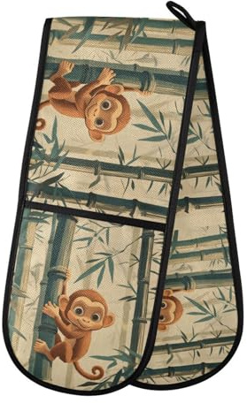 Quteprint Maniques doubles matelassées pour cuisine, barbecue, grillades et micro-ondes, lavables en machine avec boucle de suspension - 17,8 x 88,9 cm de long