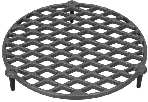 WELL GRILL Grille en fonte rond avec 3 pieds pour accessoire Dutch Oven 12 QT, Ø 30 cm, grille amovible, poêle à frire, support pour marmite, grille pour brasero