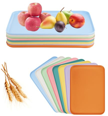 Rechteckige Serviertabletts aus Kunststoff, lebensmittelecht, BPA-frei, Party-Tabletts für Snacks, Desserts, Getränke, leicht, stapelbar und wiederverwendbar, klein, 8 Stück