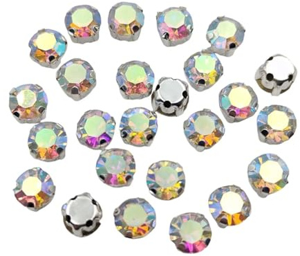 10 x 14 mm oval glaskristall spetsko, sy på strass metallbas för gör-det-själv-klädtillbehör 20 stycken, 5mm 100pcs, Glas, Kristall