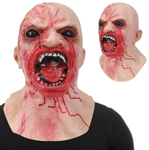 Zophlly Gruselige Zombie Maske, Horror Latex Walking Dead Biochemisches Monster Cosplay Gesichtsmasken für Halloween Party Requisiten