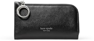 kate spade new york Halo Fine Grain Leather Small Slim Bifold Wallet, Black