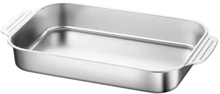 KOCKSHION Stainless Steel Baking Sheet 41x24x5.3cm Rectangle Oven Pan Thickened Roasting Tray for Induction Cooker Oven Cookware