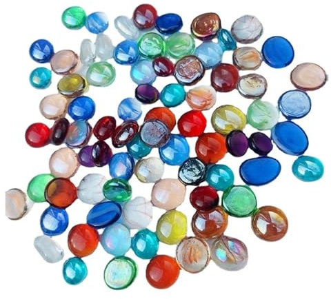 Ghiaia per Acquario 100 Pezzi di Piccole Pietre Colorate abbinate Miste Perle Piatte di Vetro Pietre di Vetro Trasparenti Decorazioni for acquari Ornamenti for acquari di Paesaggio per Giardini