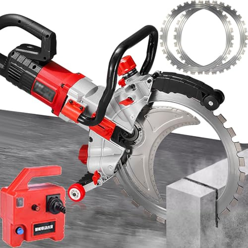 SHENGSHIYU Rainureuse pour Beton Coupe sans Poussière,Profondeur Max. 300mm | Vitesse à Vide : 3000 TR/Min scie Circulaire sans balais avec 2 Lame Diamant pour Béton,Pierre,Brique,Carrelage