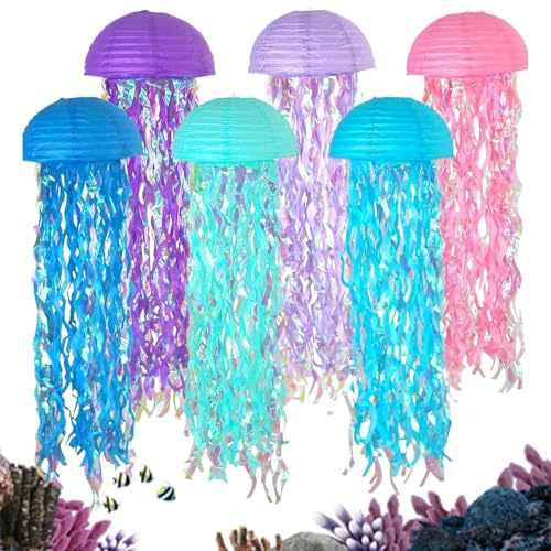 Lanterne Di Carta Jellyfish | Lanterne Di Carta Per Gelatine Sotto Il Mare - 6 Pezzi Rimborso Di Ghirlanda Di Compleanno Rimpettibili Per La Casa.