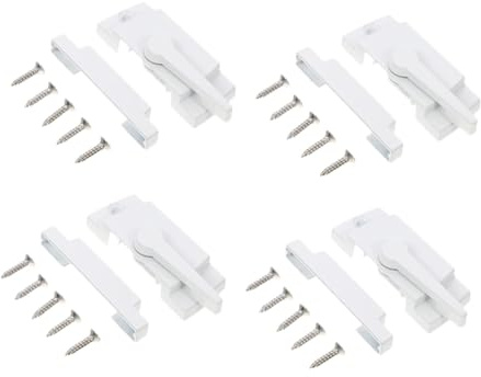 LIFKOME 4 Piezas Cerraduras de Ventana Corrediza con Pestillo Tipo Cam para Seguridad Ventanas de Hogar y Oficina Diseño Resistente para Bloqueo y Protección contra Intrusos Color Blanco