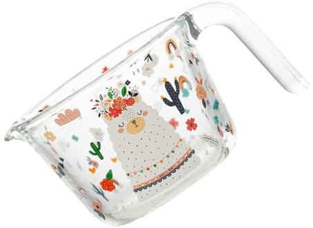 iplusmile Taza Medidora De Vidrio Escala, Gran Capacidad 500 Ml, Vidrio Resistente Al Calor, Apta Para Leche y Cocina, Diseño Mango Antitérmico, Uso Doméstico y Repostería