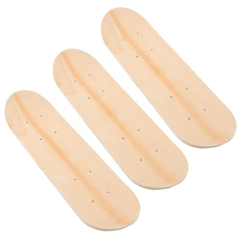 Milisten 3 Stück Skateboard Decks Zum Bemalen Unlackiertes Holz Blank Mini Skateboard Deck Beige