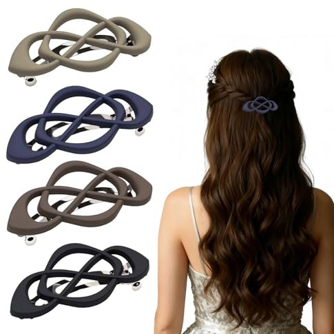 Xanthelle Haarklammer, 4 Stück Französische Haarspange Damen, Flache Haarklammern Entenschnabel, Vintage Haarclips für Dünnes Haar, Elegante Retro Haarklammer