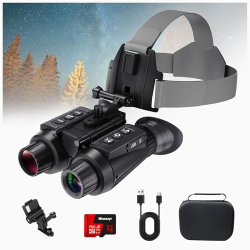 Night Vision Goggles 4K NightVision Binoculars for Adults, Head-Mounted 3D Night Camera with 8X Digital Zoom & 7-Level for Camping, Hiking