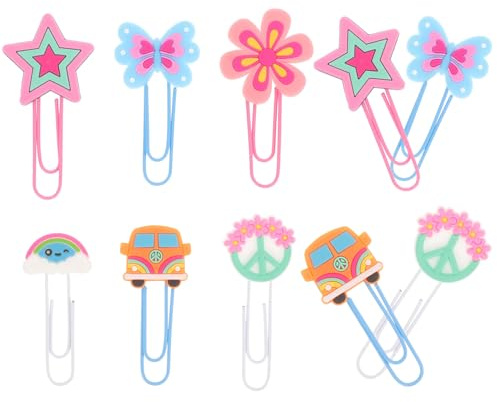 Baluue 10 Stück Teiliges Kawaii Papierklammern Retro Hippy Lesezeichen Kreative Büroklammern in Niedlichen Formen Für Büro Schule und Zuhause Vielseitig Einsetzbar