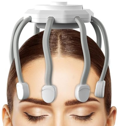 Hitburu Dispositivo di Massaggio per la Testa,Rilassamento A 360 Gradi - Macchina Per Massaggio Alla Testa Vibrante Senza Fili - Per Uomini Madre Fidanzata Anziani Soggiorno Camera Da Appartamento