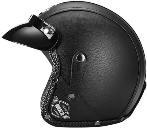 Caschi Jet E Demi-Jet Retrò Casco Mezzo Pelle Moto Omologati DOTECE Aperto Casco Scodella Vintage Per Scooter Cruiser Chopper Per Adulti Uomini Donne Caschi Cromwell B,L:59-60CM