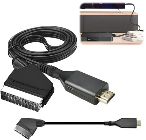 GuBaoZhuo Adapter Scart Auf Hdm1, Scart Hdm1 1080p/720p, Scrt Zu Hd1 Adapter Mit Eingangskabel & Hd1 Ausgangsanschluss Plug-and-Play FüR HDTV, Stb, VHS, Xbox, Ps3