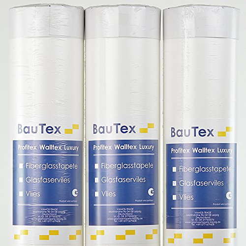 Walltex Glasfaservlies 25m2, 140g/m2, Rohweiß, Glasfasertapete, Wandbekleidung