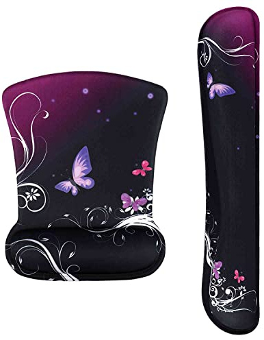 AOKSUNOVA Mauspad mit Gelkissen Mousepad mit Handauflage | Handauflage Tastatur mit Memory-Schaum, rutschhemmender Basis und atmungsaktivem Lycra für Büro und Homeoffice.