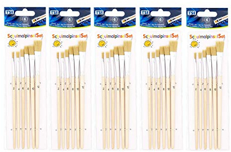 TSI 49108 Schulmalpinsel-Set 6-teilig, Borstenpinsel 2,4,6,8,10,12, Schaft naturbelassen (5)