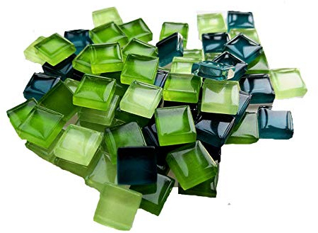 Mosaikfliesen in verschiedenen Farben, undurchsichtig, für Bastelarbeiten, Bild-Untersetzer, Heim-Mosaik-Dekoration, 100 Stück (1 x 1 cm, grüne Serie)