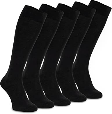OCERA 5 Paar Kniestrümpfe für Damen & Herren (unisex) in Schwarz 39/42