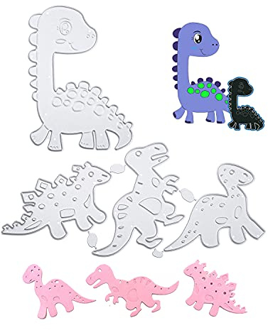 4 piezas troqueles Plantilla de perforación, juego de dinosaurios para máquina de , troqueles de corte animales dinosaurio, estampado en relieve para niños álbumes de recortes tarjetas decoración