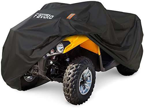 Favoto ATV Abdeckplane Quad Abdeckung Outdoor XXXL Schutzhülle für ATV Fahrzeuge Regendicht Staubdicht Winddicht Schneedicht mit Reflektionsstreifen Tasche 256cmx110cmx120cm