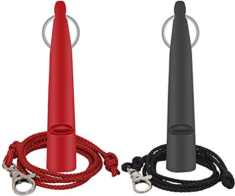 Karjiaja 2 Stück Hundepfeife mit Pfeifenband, Trainingspfeife Hunde Laut und Weitreichend Hundetraining & Erziehung Hundezubehör Hörbar mit Genormter Frequenz für Die Hundeerziehung