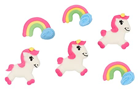Einhorn Regenbogen flach aus Zuckermasse, 6er Set