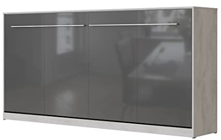 SMARTBett Schrankbett Standard 90x200 120x200 140x200 160x200 Bettschrank Wandbett Beton/Anthrazit Hochglanz 90 Horizontal
