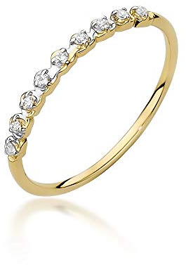 Verlobungsring Damen Goldring mit 0,045 Karat Diamant - Gold Verlobungsring - 14 K Gold 585 - Goldring für Frauen (Gelbgold, 54 (17.2))