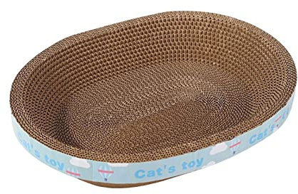 Baoblaze Ovaler, gewellter Kratzblock, Kratzlounge, Bett, Recycling-Brett, Trainingsspielzeug, Katzenkratzer, Karton für kleine, mittelgroße und große Katzen, 45 cm x 34 cm x 9 cm