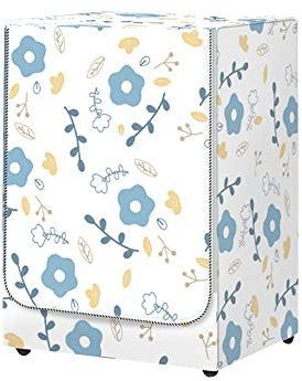 Odot Washer Dustproof Cover Front Load, Washing Machine Dryer Protector Sunscreen Waterproof Tumble Dryer Case Protective Cover for Most Front Loadi (flowers,M-capacity 8~10kg)