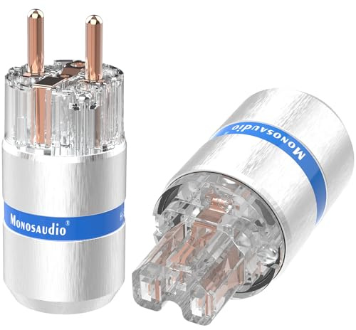Monosaudio Par HiFi-skyddskontakter + IEC C15-anslutning högkvalitativ kallmaskin kontakt 16A 250V audiofil kontakt (ren koppar, aluminiumhölje, E107/F107)