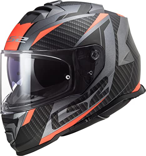 LS2, Integraler Motorradhelm STORM II RACER Matt Titanium Orange, M