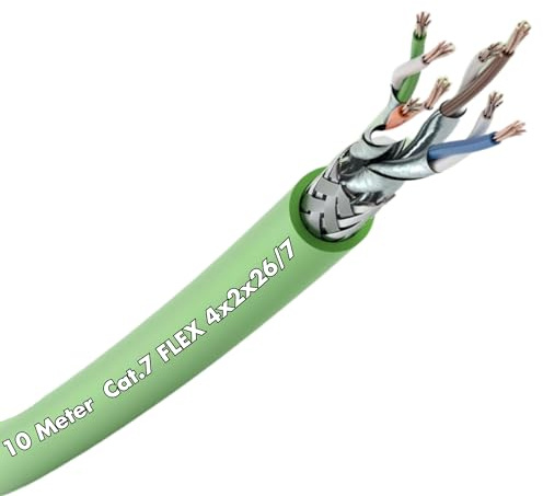 Lapp 10m Etherline Cat.7 Flex Ethernet Kabel - 4x2x26 AWG Netzwerkkabel | S/FTP Schirmung, 10 Gbit/s Datentransfer, PUR-Mantel, Halogenfrei, UV-beständig, UL/CSA Zertifizierung für Industrie