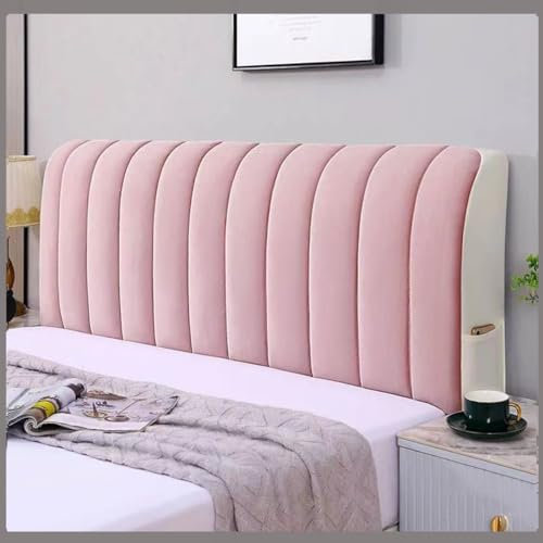 All-Inclusive Bett Kopfteil Bezug 180/190/120/150，Dehnbare Bett Kopfteilbezug Boxspringbett Kopfteile Abdeckung Staubdicht Kopfteilabdeckung Waschbar Bettkopfteil Hussen ( Color : Pink , Size : 200x75