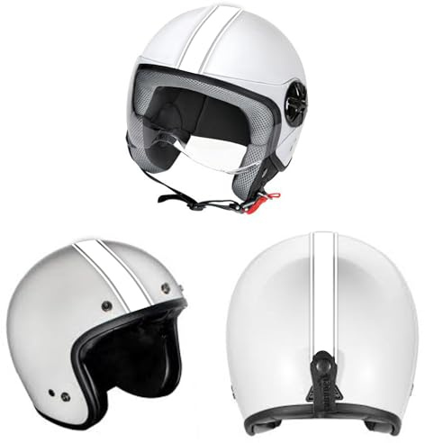 DualColorStampe Aufkleber für Helm Motorrad Moped Helmet Universal Stripes Streifen Design Sport Sticker Streifen Aufkleber - C0068 (Weiß 10)
