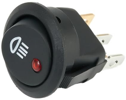 GOPEO 23 Mm EIN-Aus-Wippschalter, Rund, DC 12 V, 20 A, Rote LED-Nebelscheinwerferlampe, Symbol for Auto, Lieferwagen, LKW, ABS-Kunststoff, Kompatibel Mit Auto, Lieferwagen, LKW-Zubehör