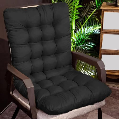Rr tianshi dicken Rücken Stuhl Kissen Pad Sun Lounger Kissen Relaxer, Rutschfestes Holzstuhlkissen hohes Rückenkissen für Haus/Büro/Patio (60x50cm,Schwarz)