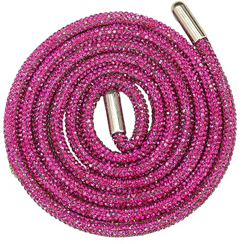 Jamron 4 mm/6 mm glitter runda skosnören med strass dragsko snören huvtröja strängar utbyten, 6 mm-fuchsia, 140