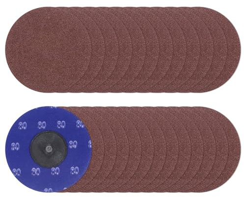 sourcing map 25pcs Quick Change Sanding Discs 3 80 Grit R-Type Roll Lock Aluminum Oxide Conditioning Disc Sandpaper for Die Grinder Grinding Fast Cutting