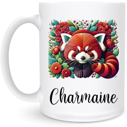 Drinking Cup Red Panda Ceramics Coffee Cup Durable White Mug with Handle Modern Jumbo Mug for Beer Tea 330Ml