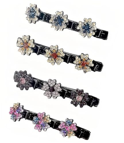 KOLZEMV 4 PCS Fermagli per capelli intrecciati con pietre di cristallo scintillanti, per donne e ragazze, mollette capelli donna, eleganti fermagli per capelli con strass brillanti(Stile C)