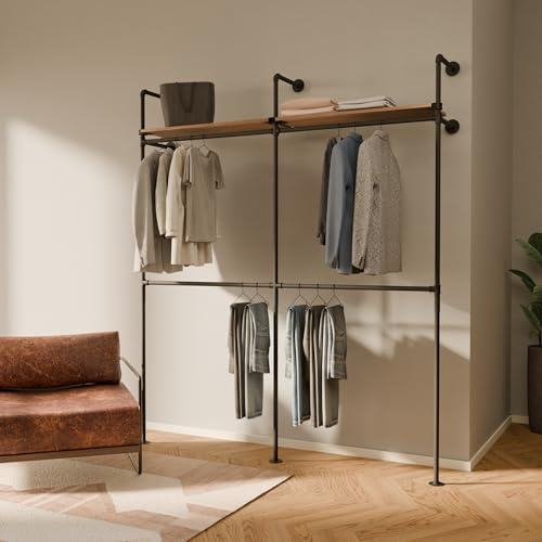 pamo Kleiderstange Wandmontage 320 kg Traglast – offener Kleiderschrank