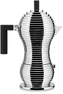 Alessi Pulcina MDL02/6BFM – Designer-Espresso-Kaffeemaschine, Griff und Knopf aus PA, Aluminiumguss für Induktionsherde, 6 Tassen, Schwarz