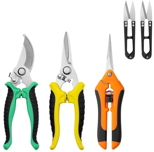 VEGCOO 3 Stücke Gartenschere, Pflanzenschere Scharf Blumenschere Präzise Rosenschere mit 2 Schere, Beschneidungsschere Set Trimmschere Gardena Gartenzange zum Schneiden Von Pflanzen, Blumen, Bonsai